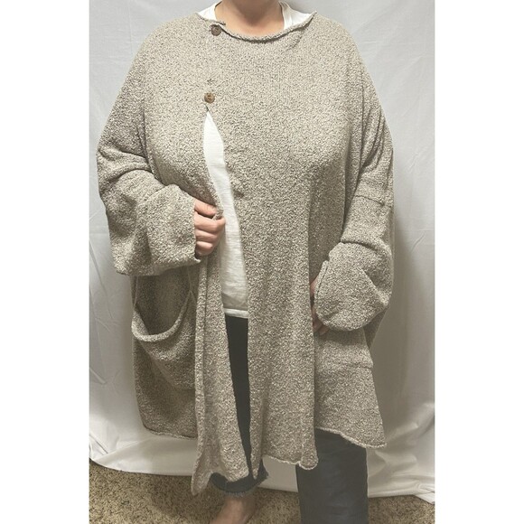 Eskandar Cardigan Sweater‎ Women One Size Brown Oversized Merino Wool Cashmere - Picture 15 of 16